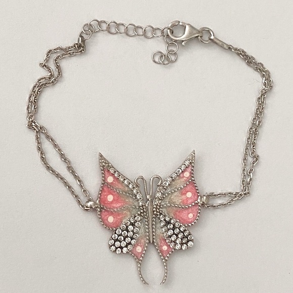 Jewelry - 925 Silver butterfly bracelet enamel cz bracelet